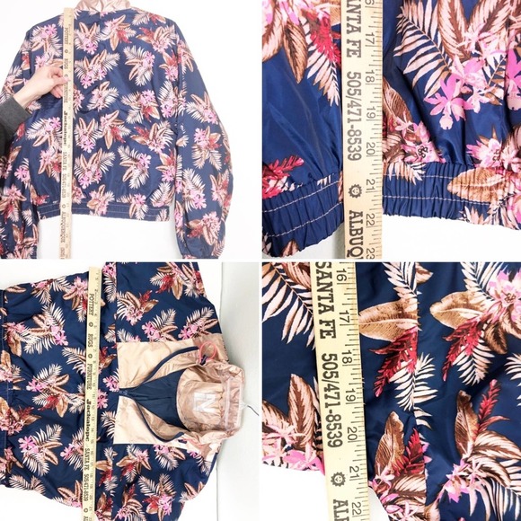 New Look Windbreaker 90s Floral 1/4 Zip Cropped Hawaiian Metallic Jacket Small - Picture 4 of 9